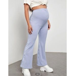 Maternity Wide Waistband Ruched Flare Leg Pants | SHEIN